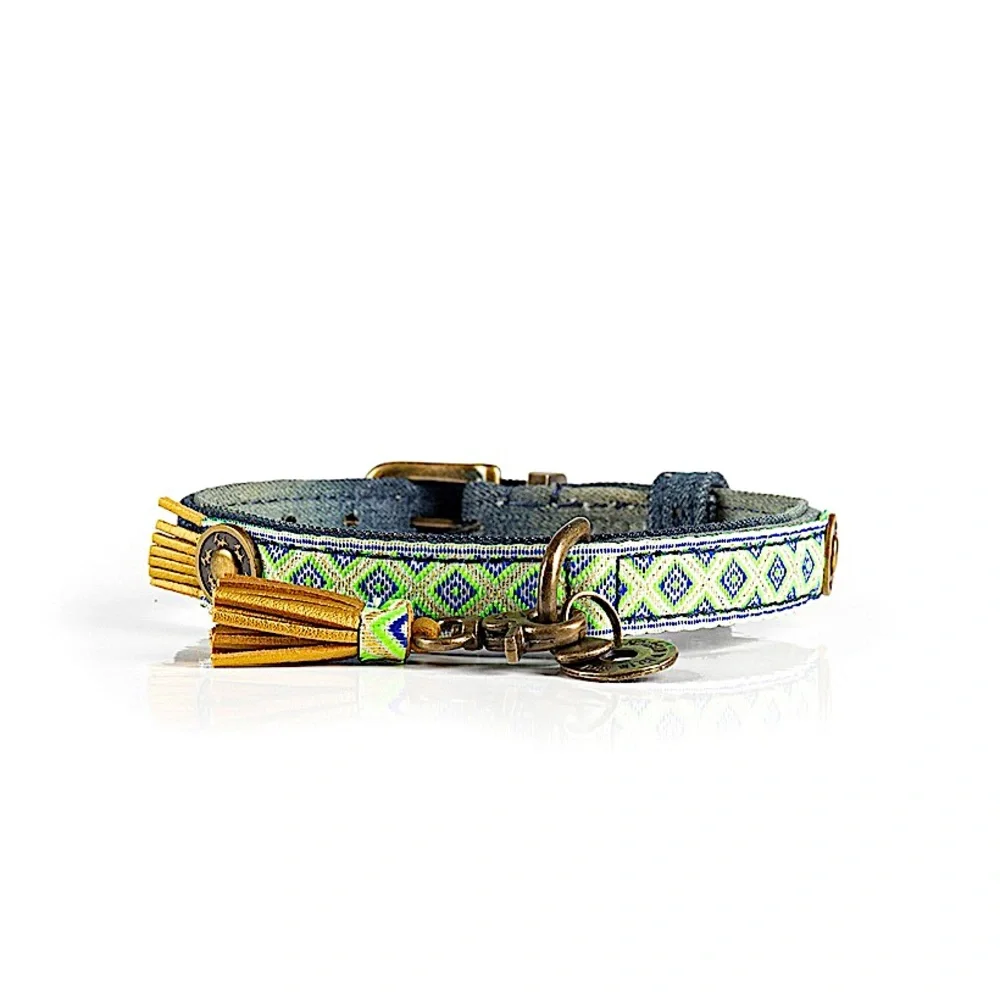 DWAM  Handmade Denim Dog Colar SZ M